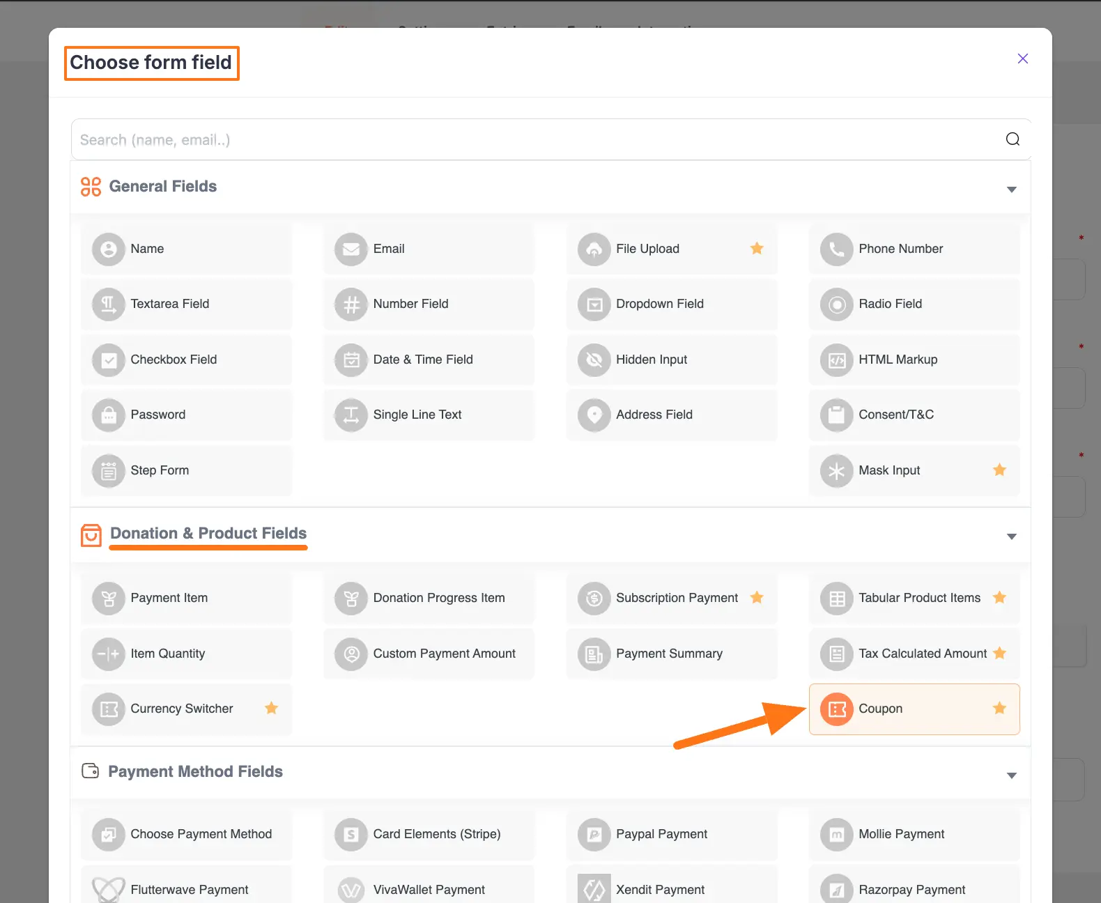 Select Coupon Field