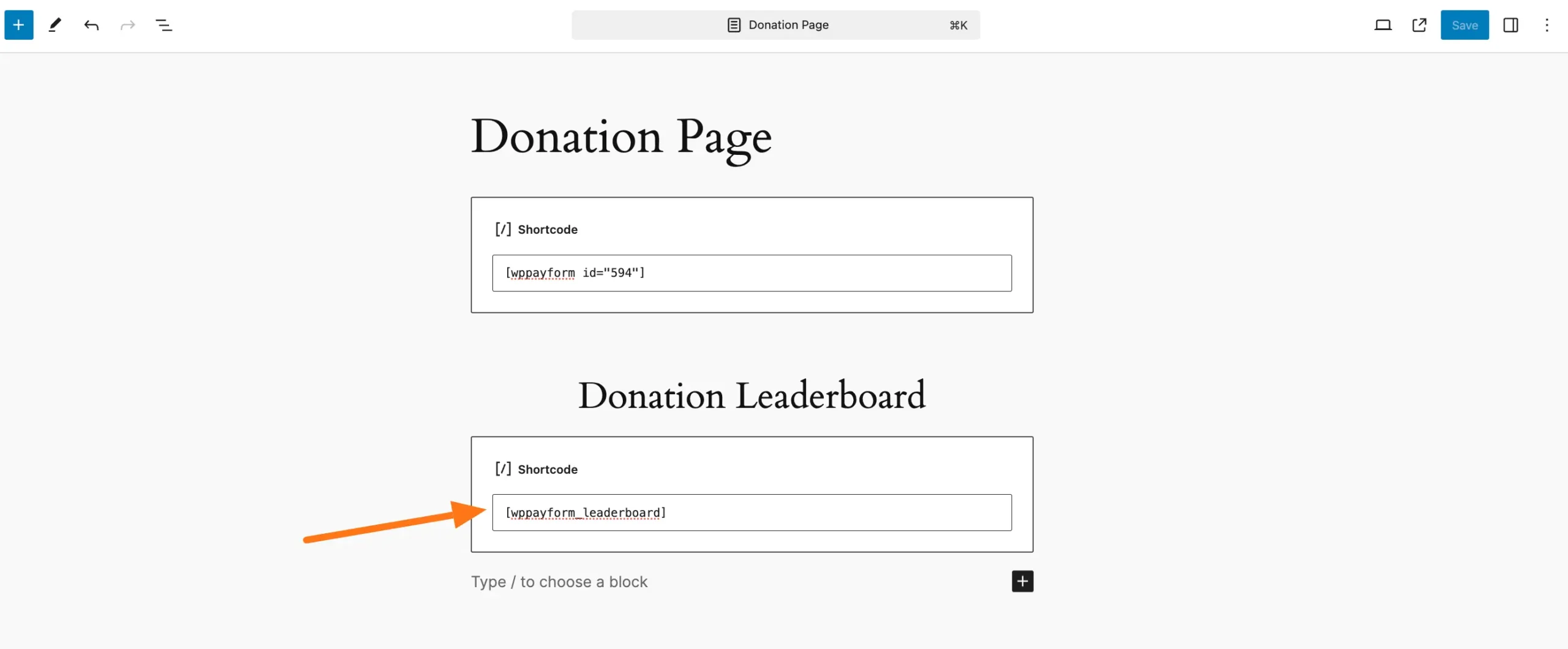 Add Shortcode to Page