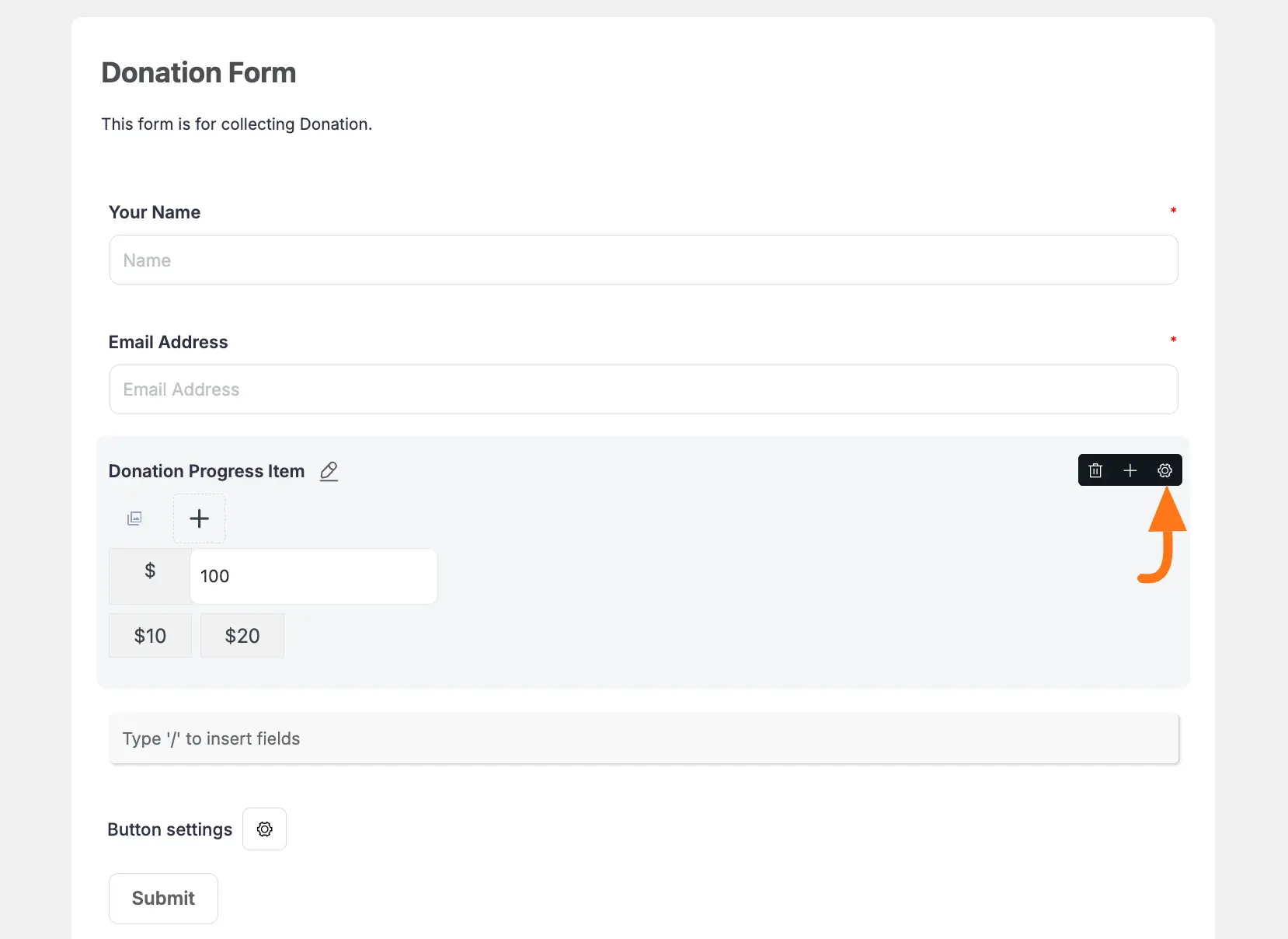 Access Field Settings