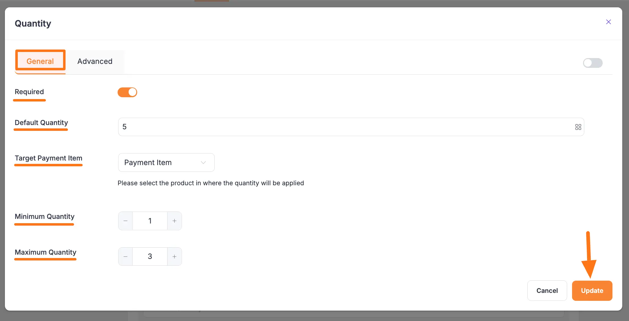 General settings tab