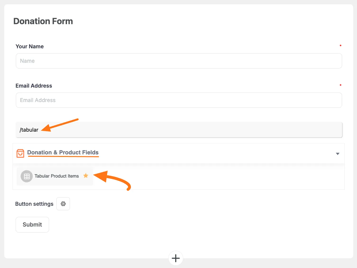 Select Tabular Product Item Field