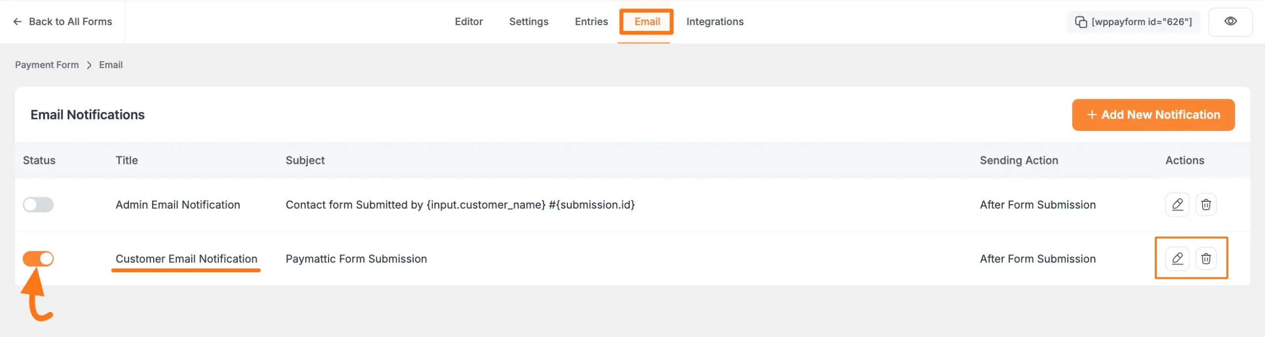 Customer notification preview