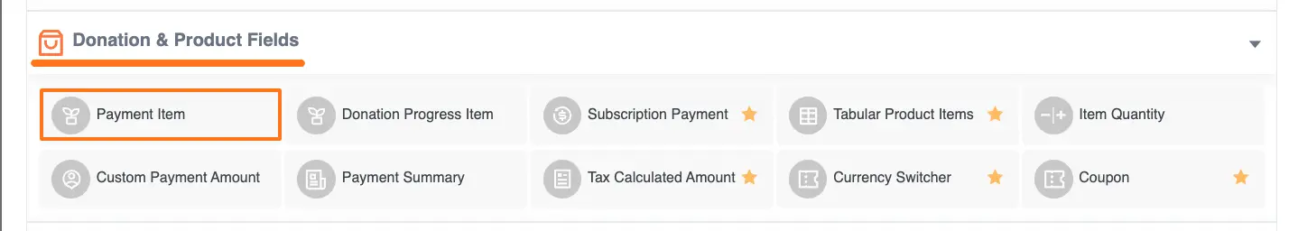 Donation and product field options