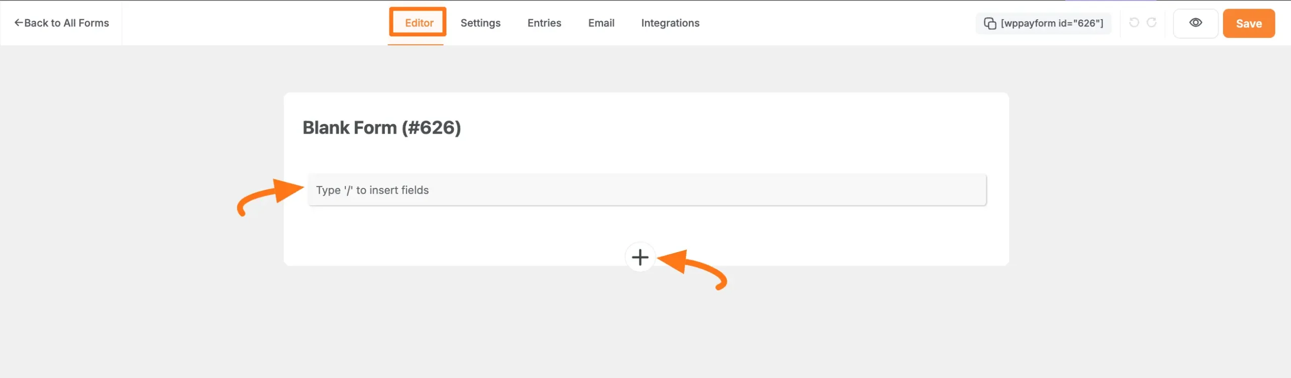 Adding fields using slash or plus icon