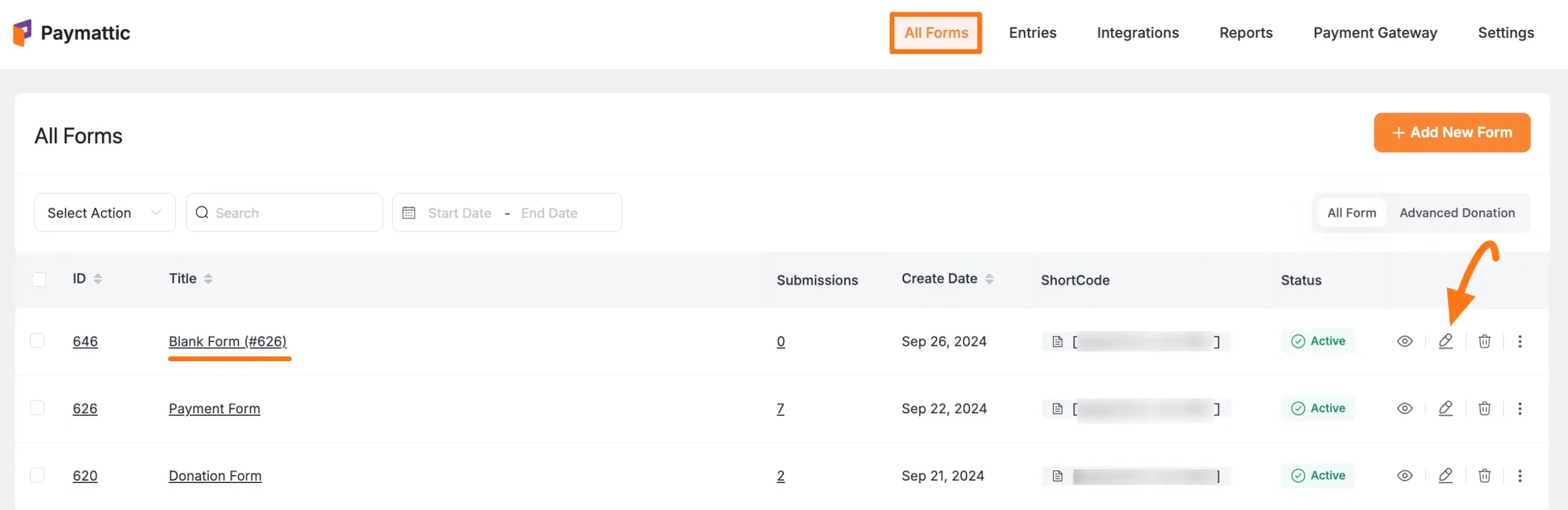 Opening an existing form