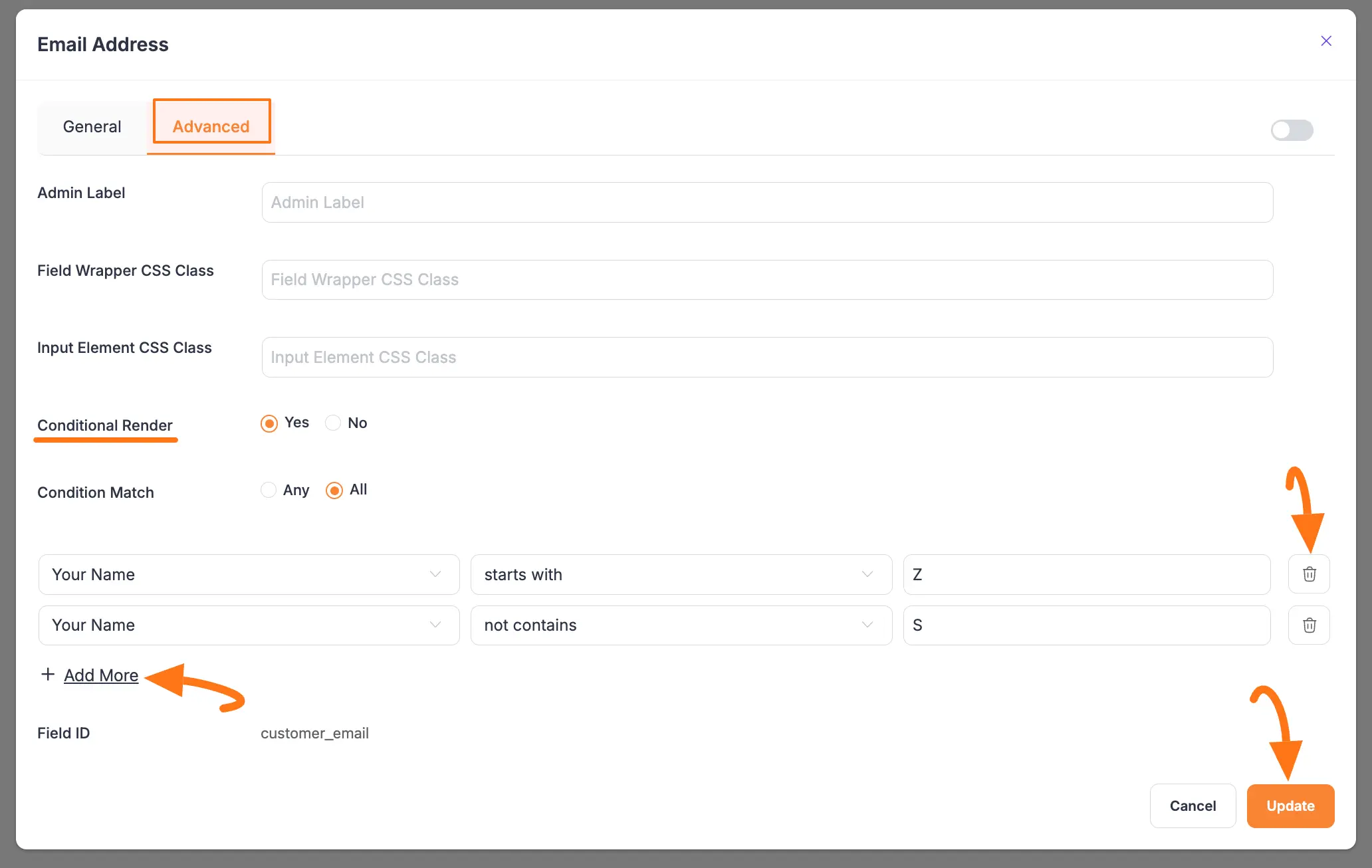 Update button to save changes