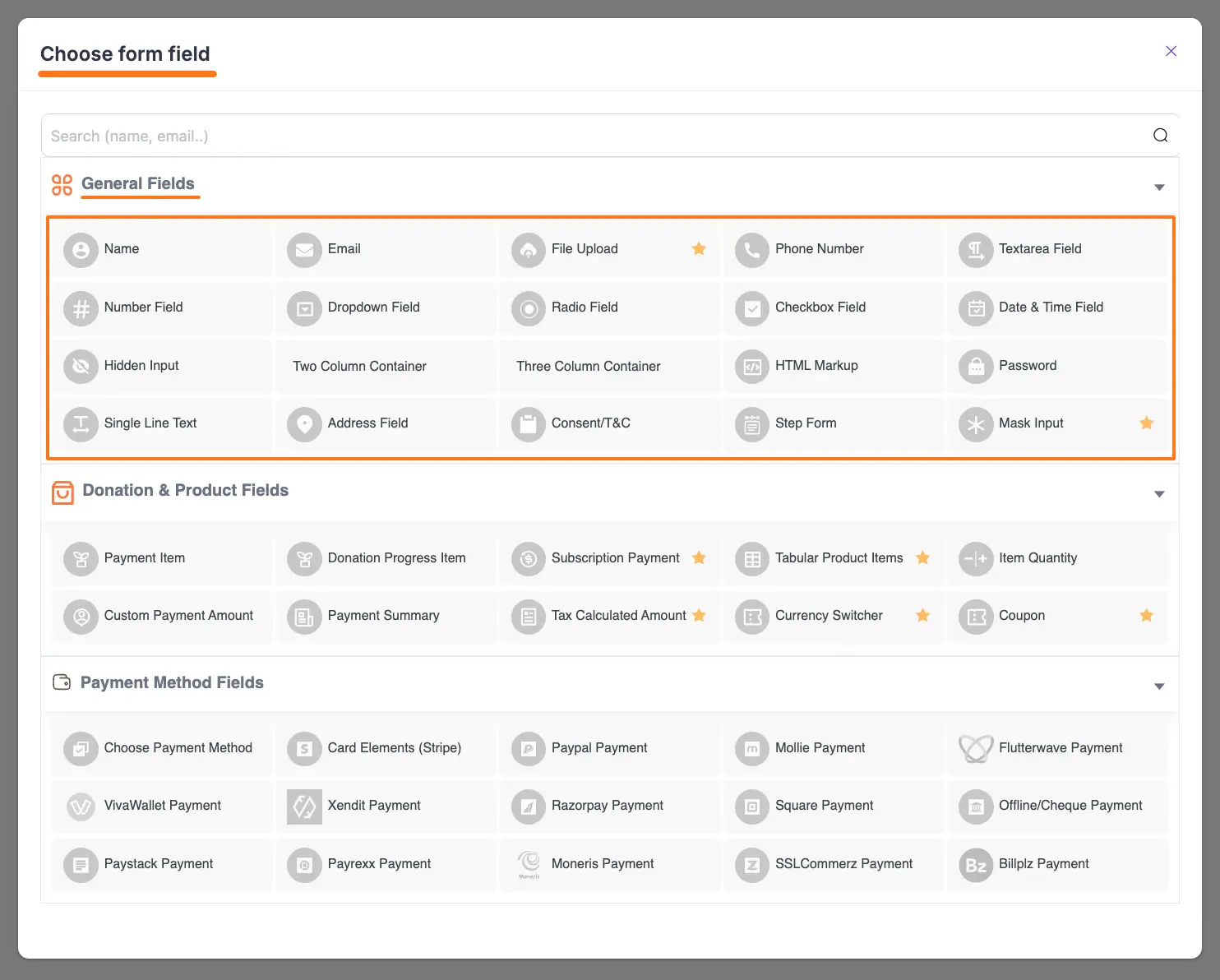 General Fields Section