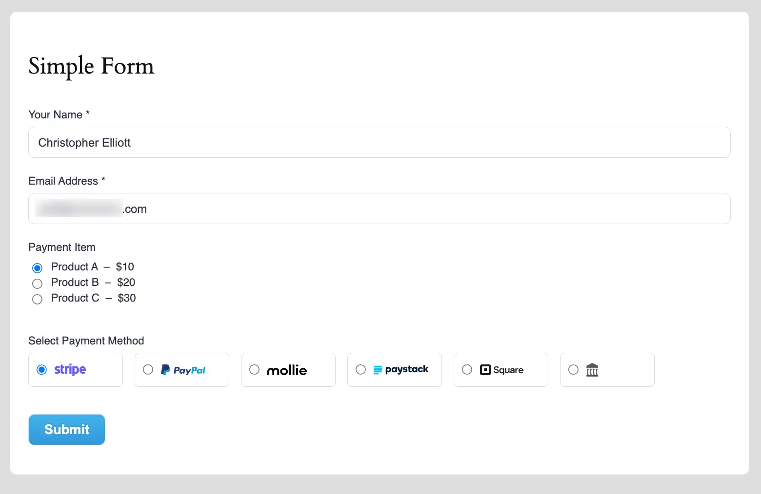 Payment Method Preview