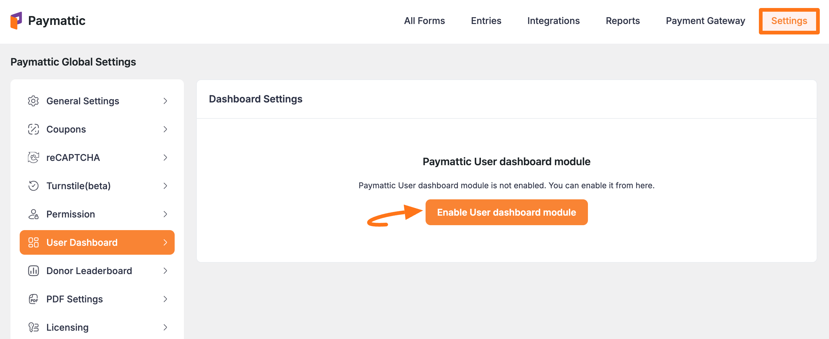 Enable dashboard module