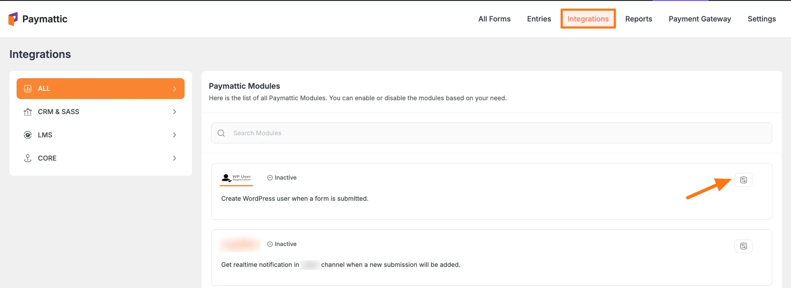 User registration module