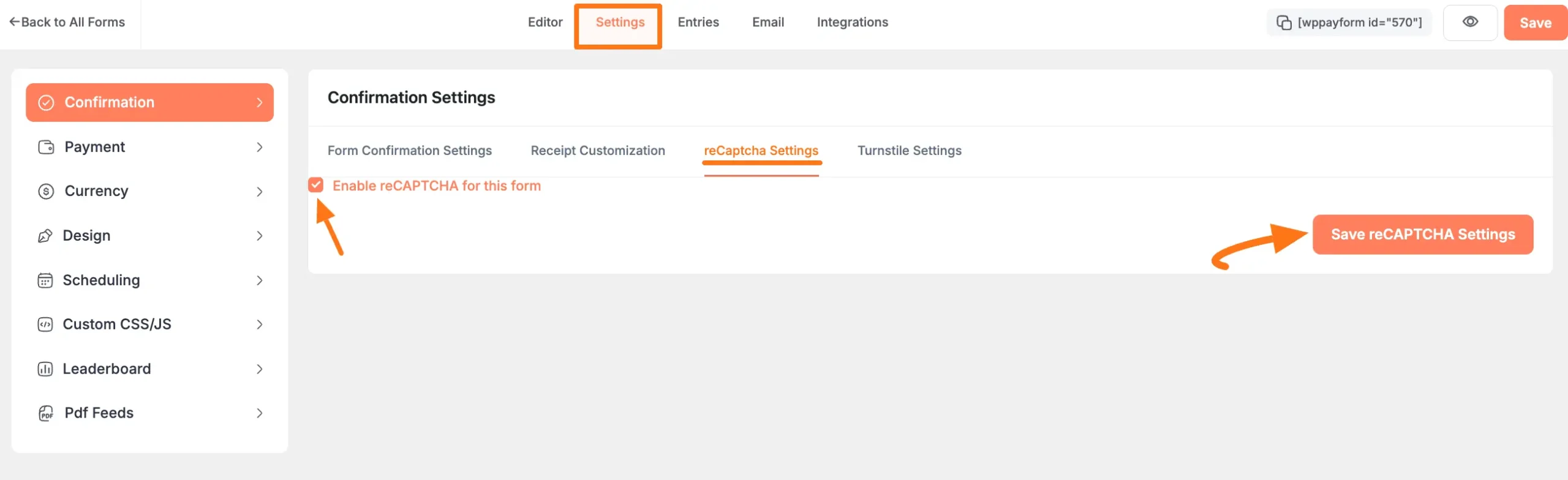 Enable form protection