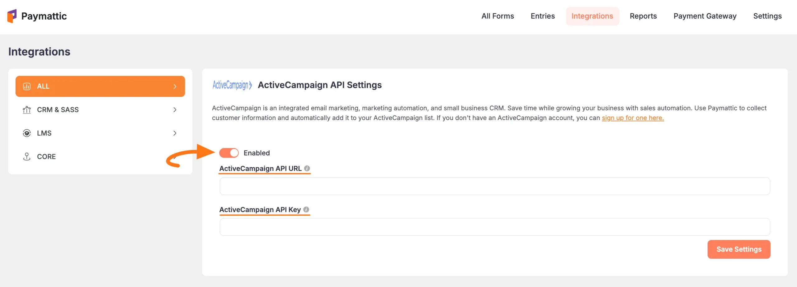Enable ActiveCampaign Integration