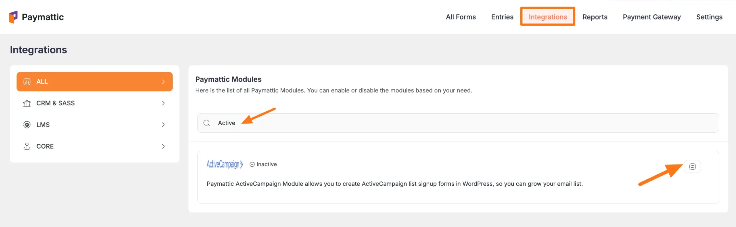 ActiveCampaign Settings Icon