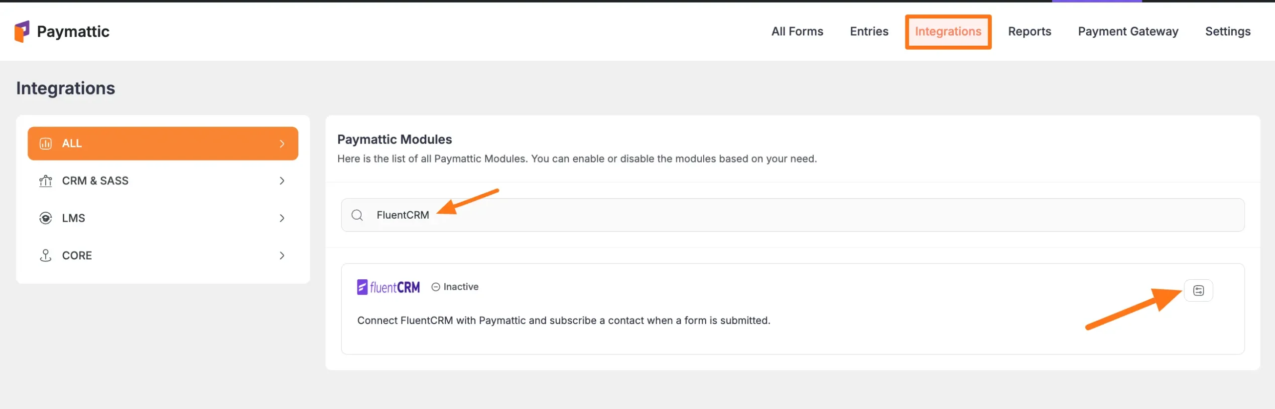 FluentCRM Settings Icon