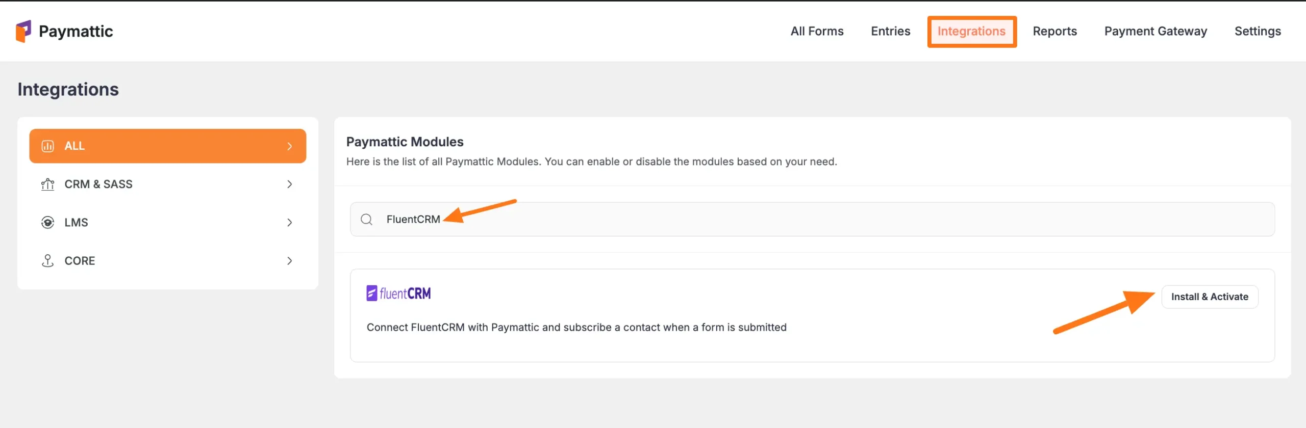 Install and activate FluentCRM