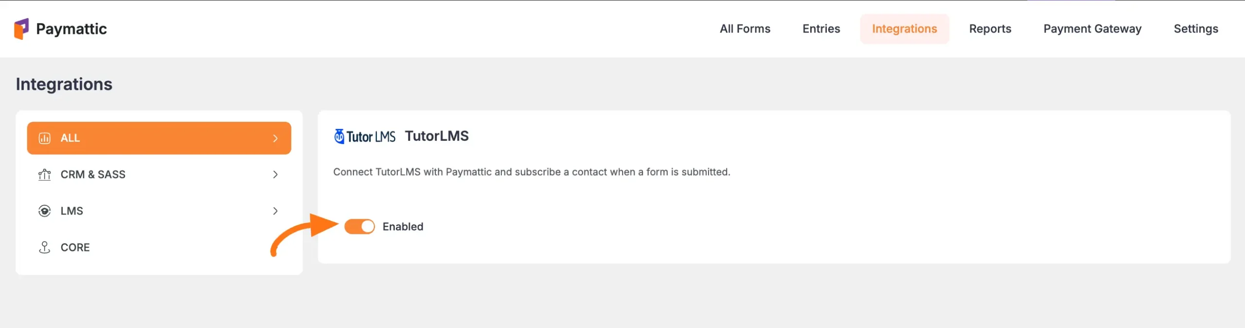Enable Tutor LMS Integration