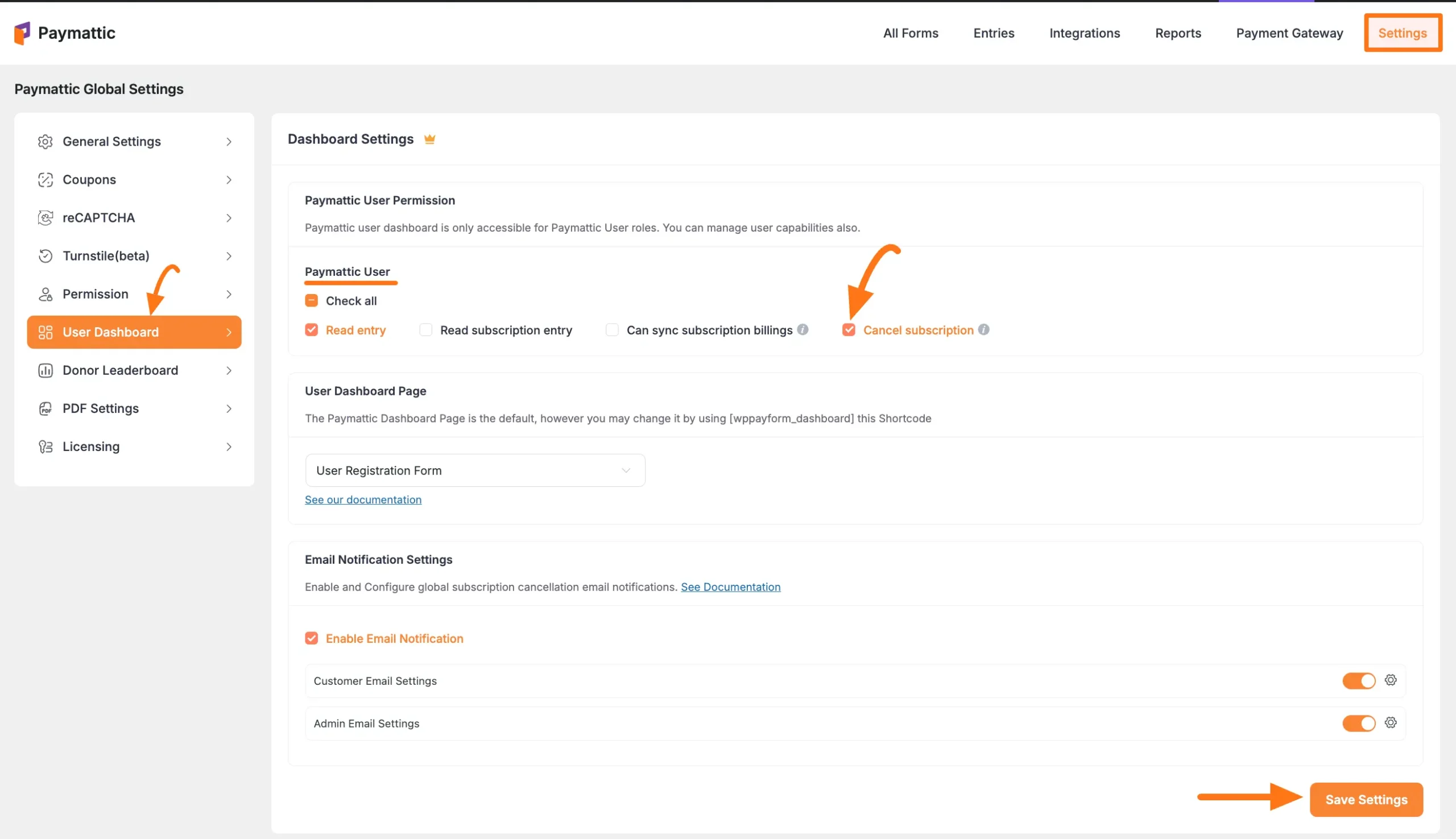 Enable user cancellation
