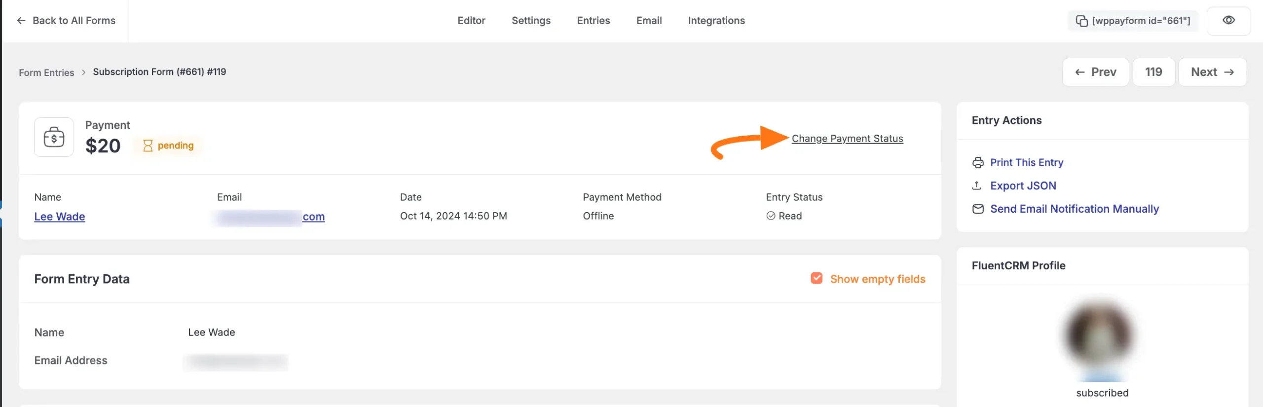 Change overall payment status