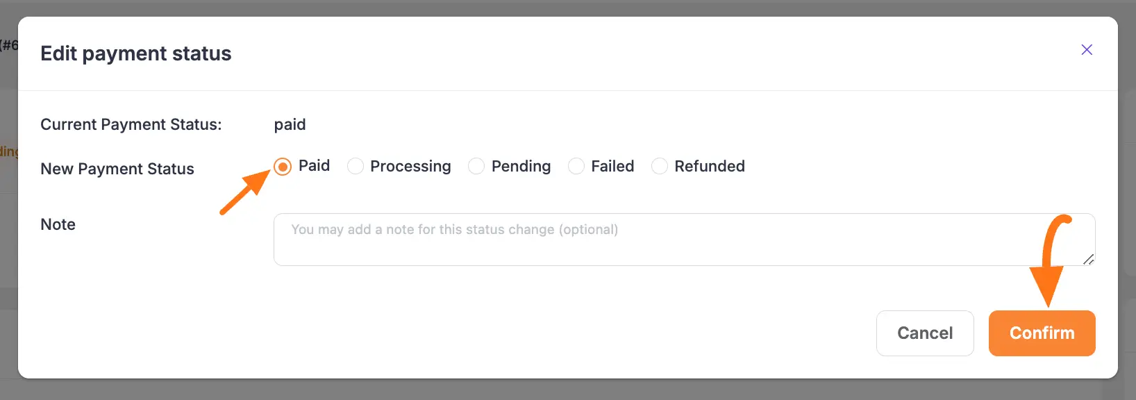 Confirm status change