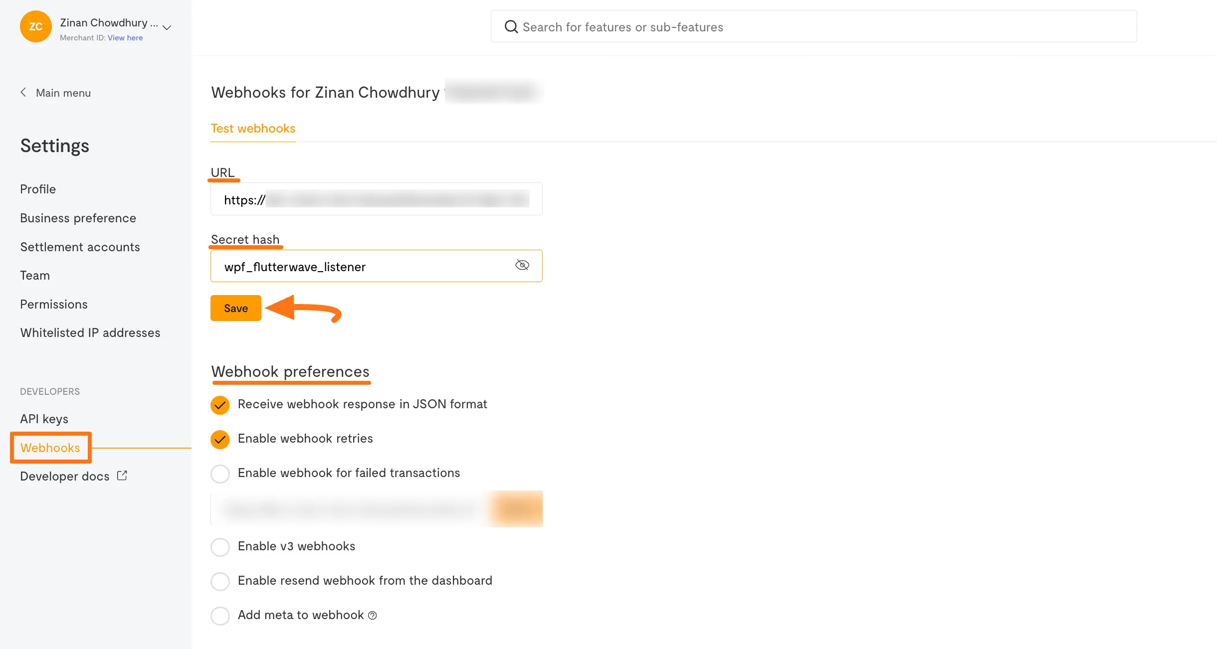 Configure Webhooks in Flutterwave