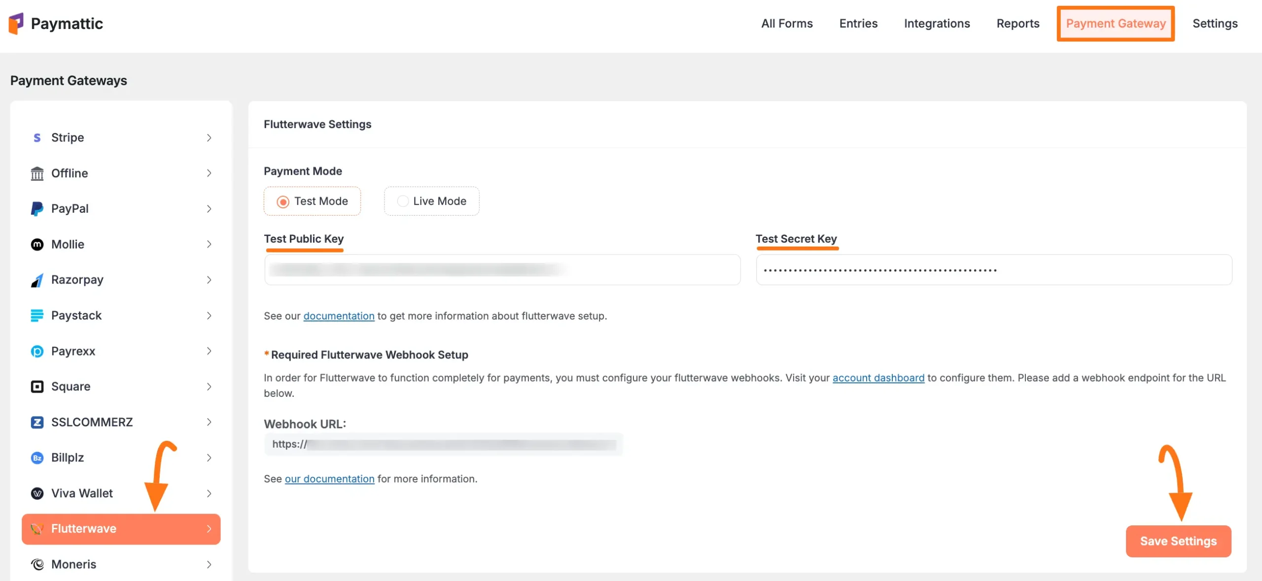 Configure Flutterwave Credentials in Paymattic