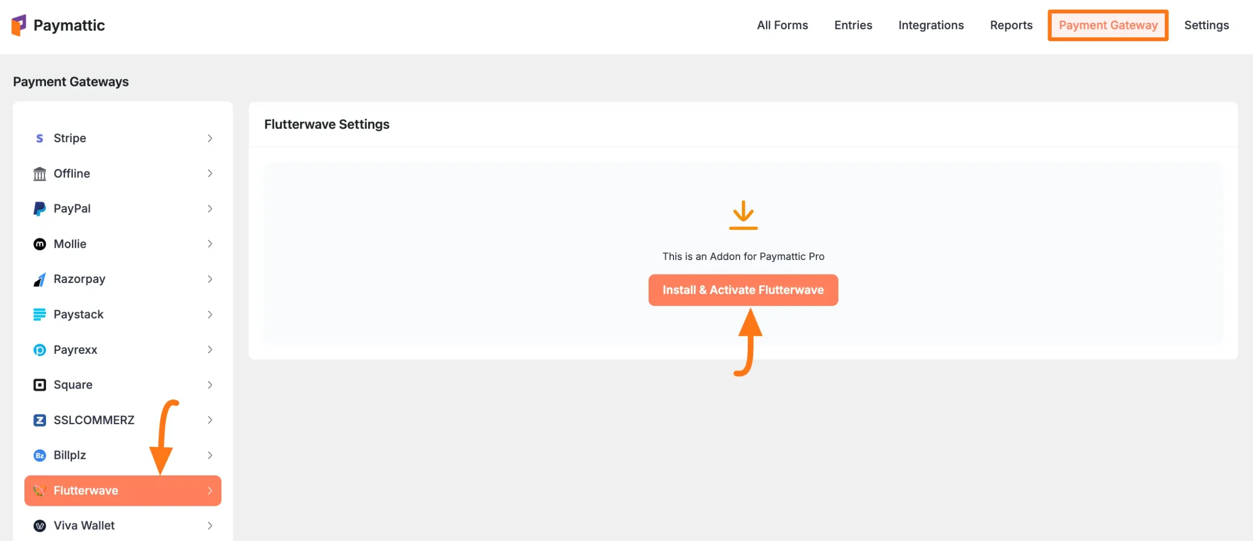 Install and Activate Flutterwave in Paymattic