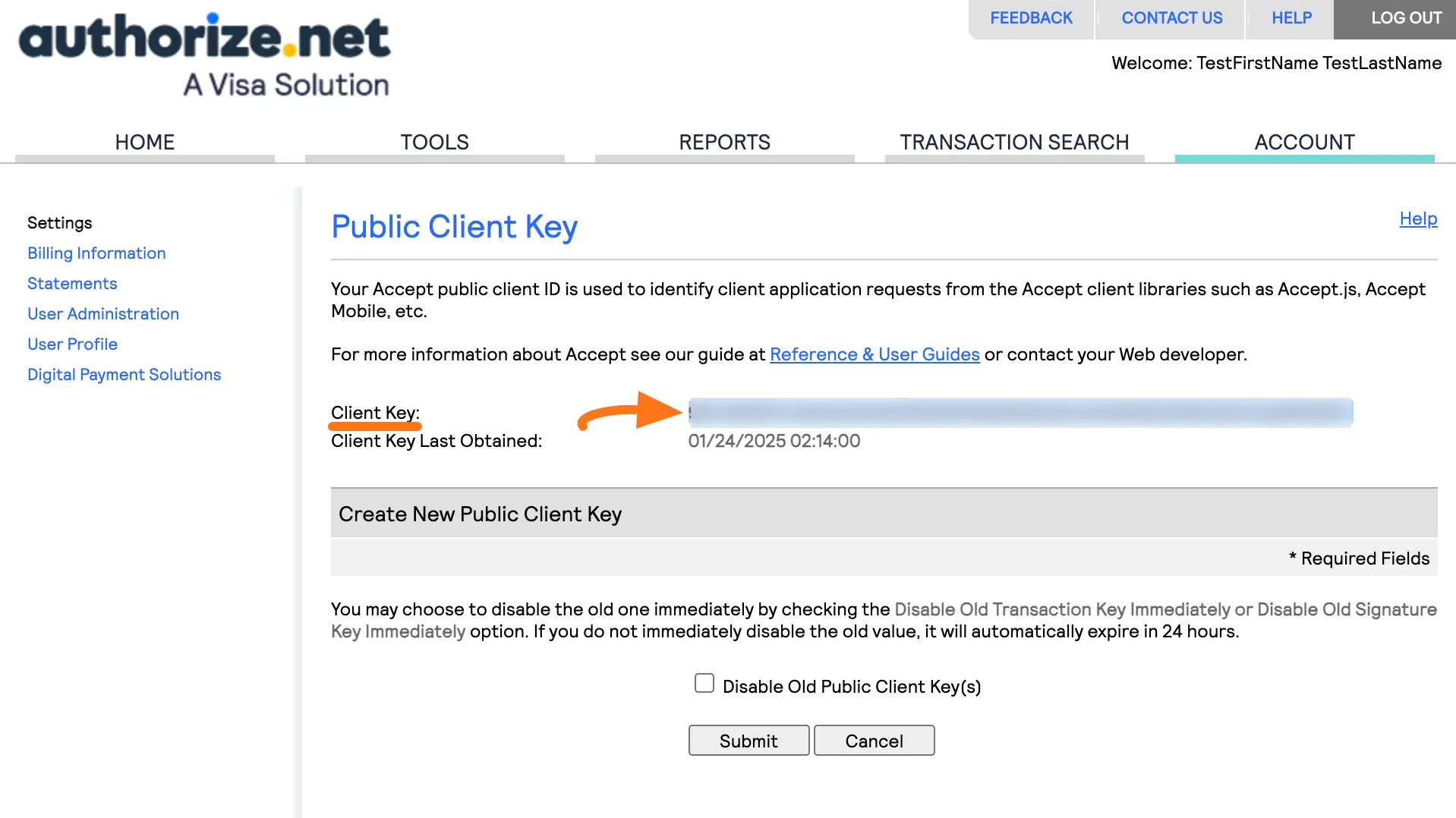 Copy Client Key