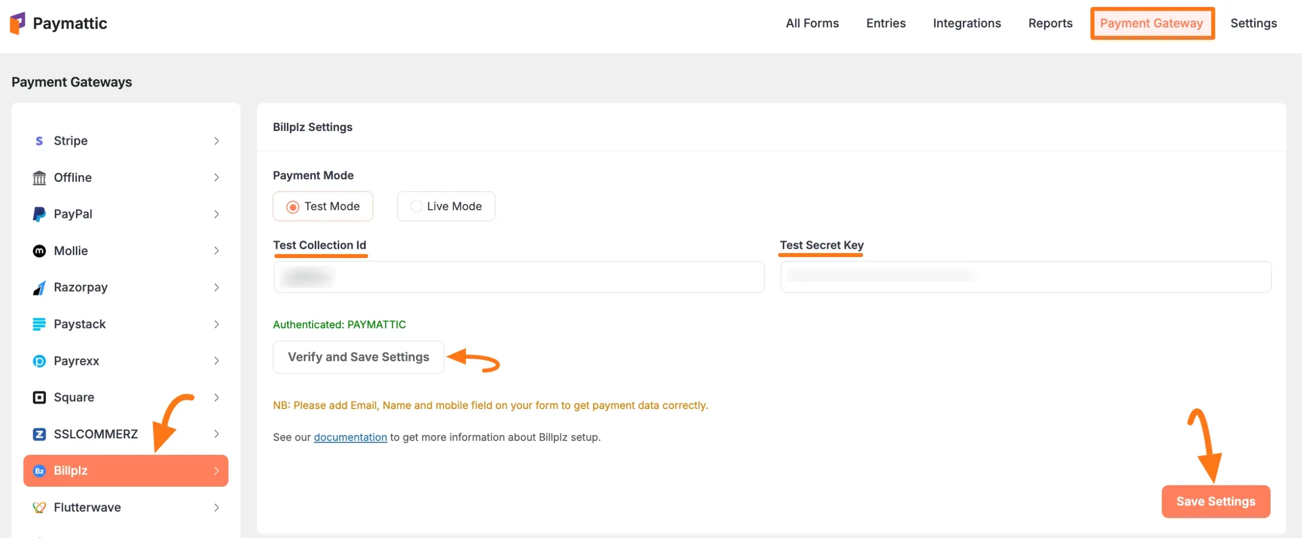 Configure Billplz Credentials in Paymattic