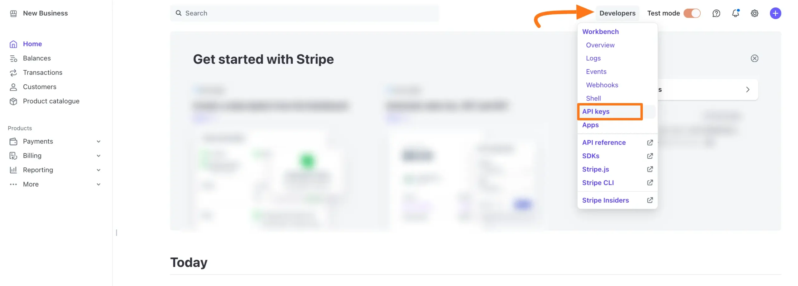 Stripe Developer Settings