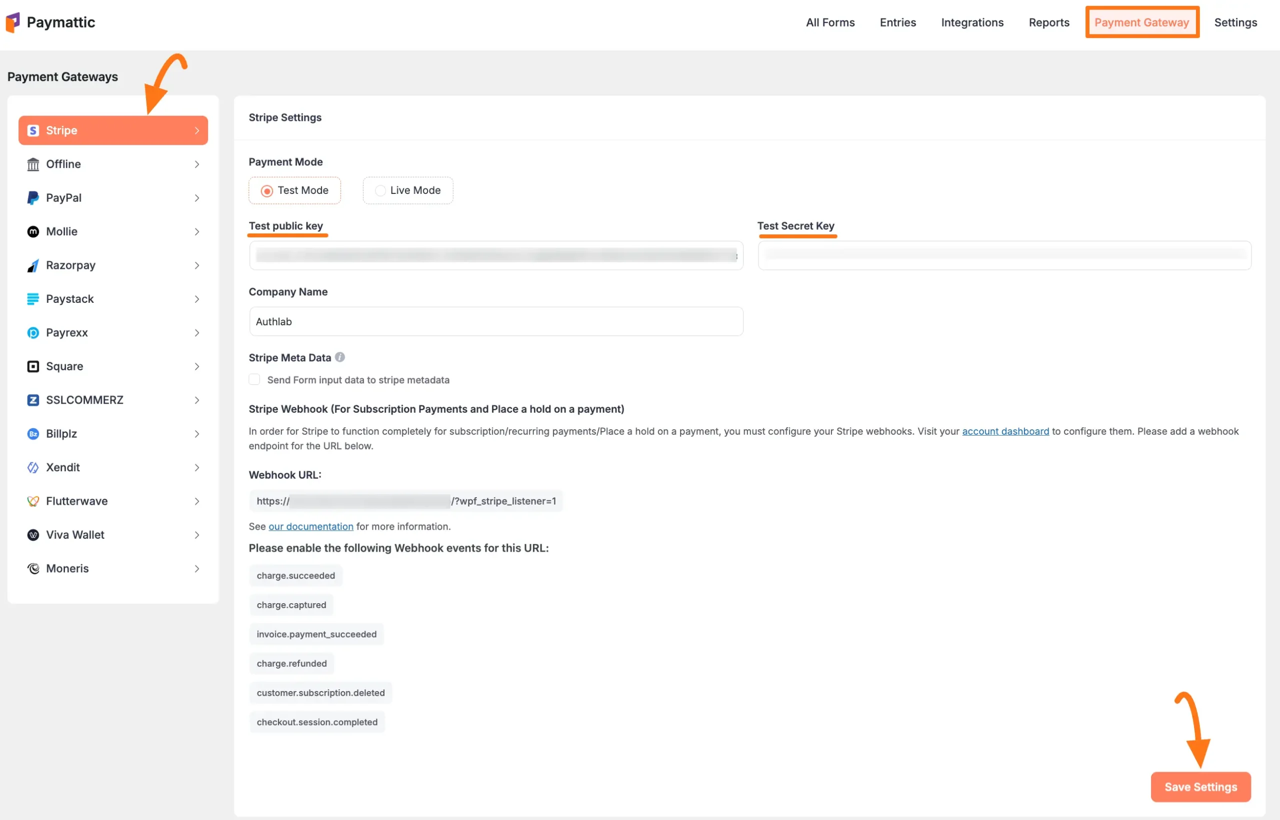 Configure Stripe Keys