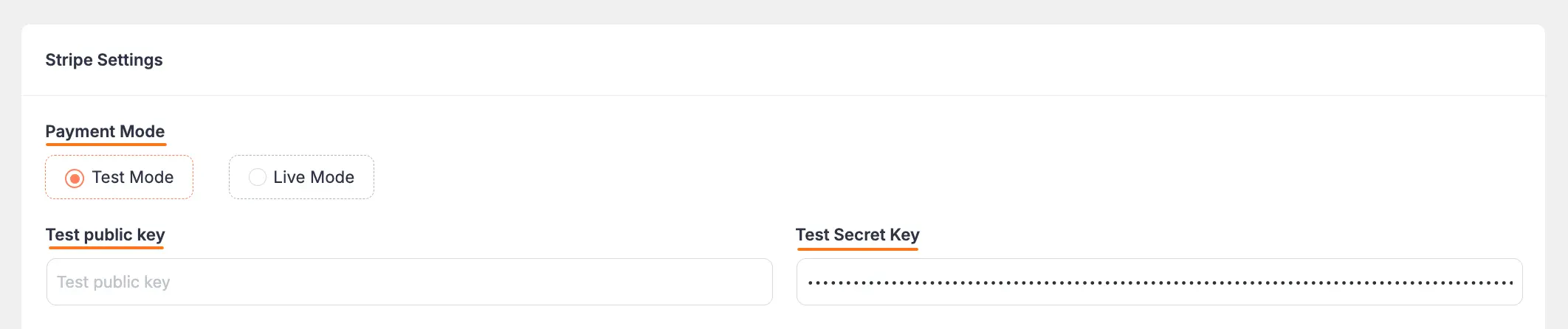 Payment Mode Settings