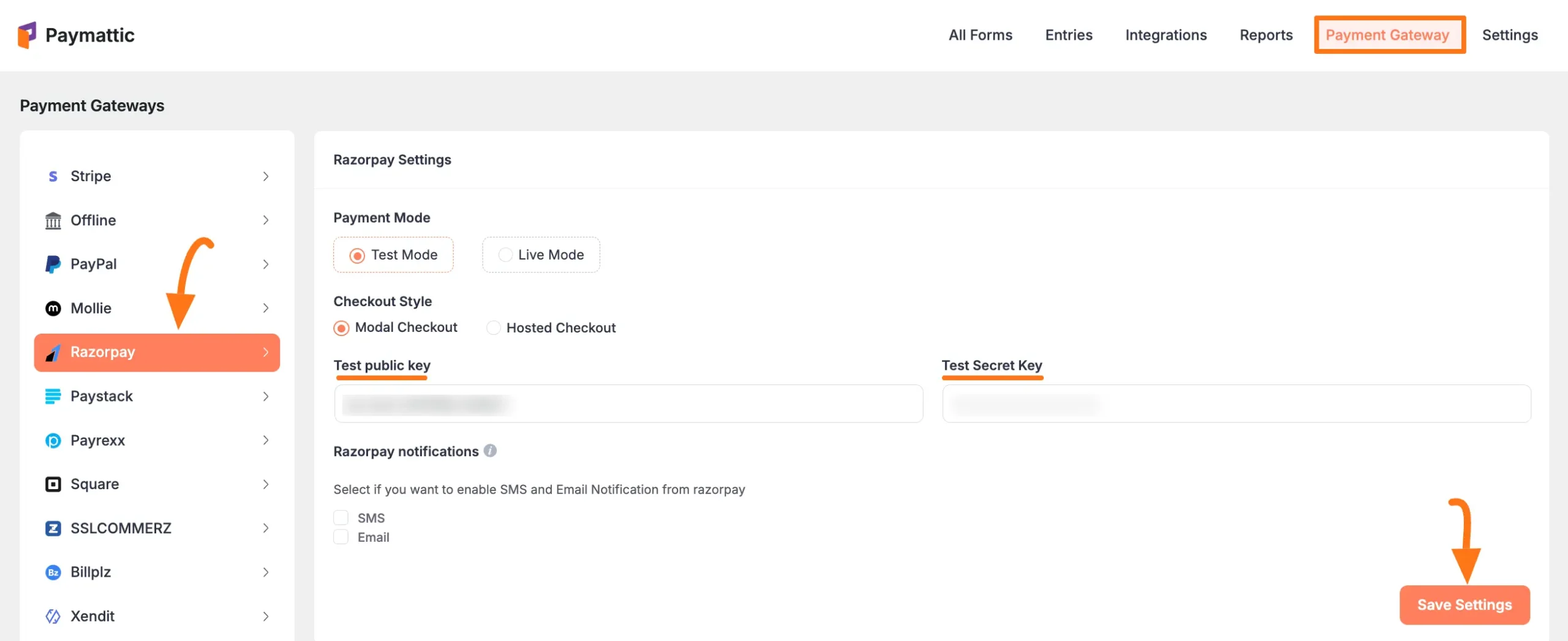 Configure Razorpay Credentials in Paymattic
