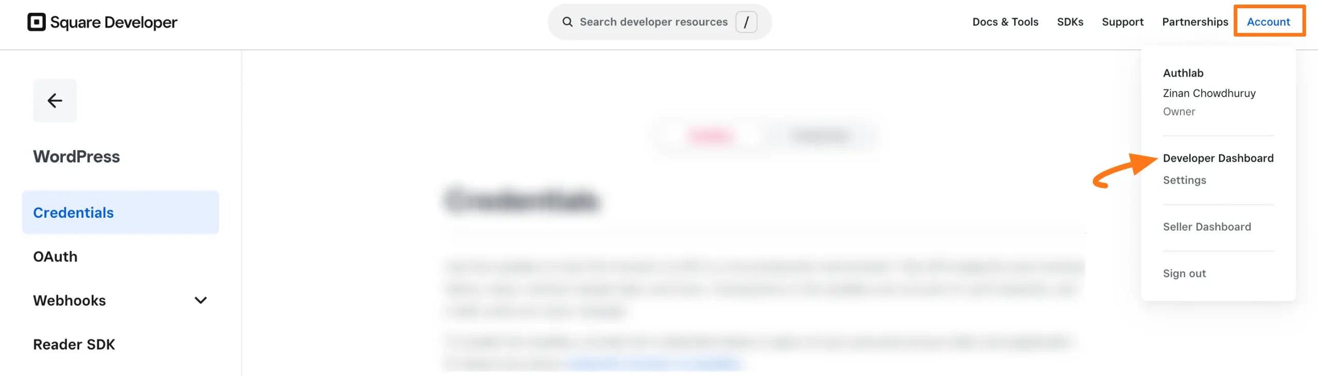 Square Developer Dashboard