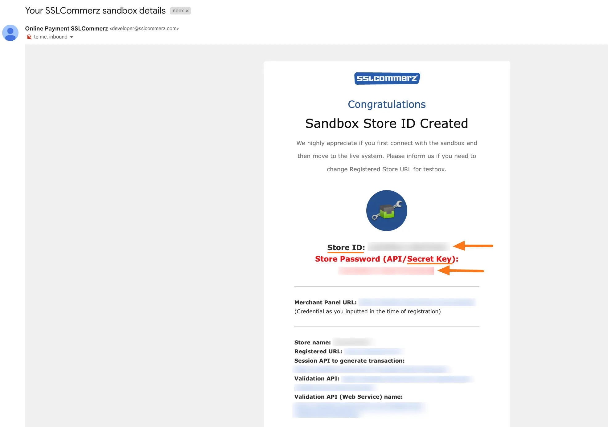 SSLCOMMERZ Welcome Email