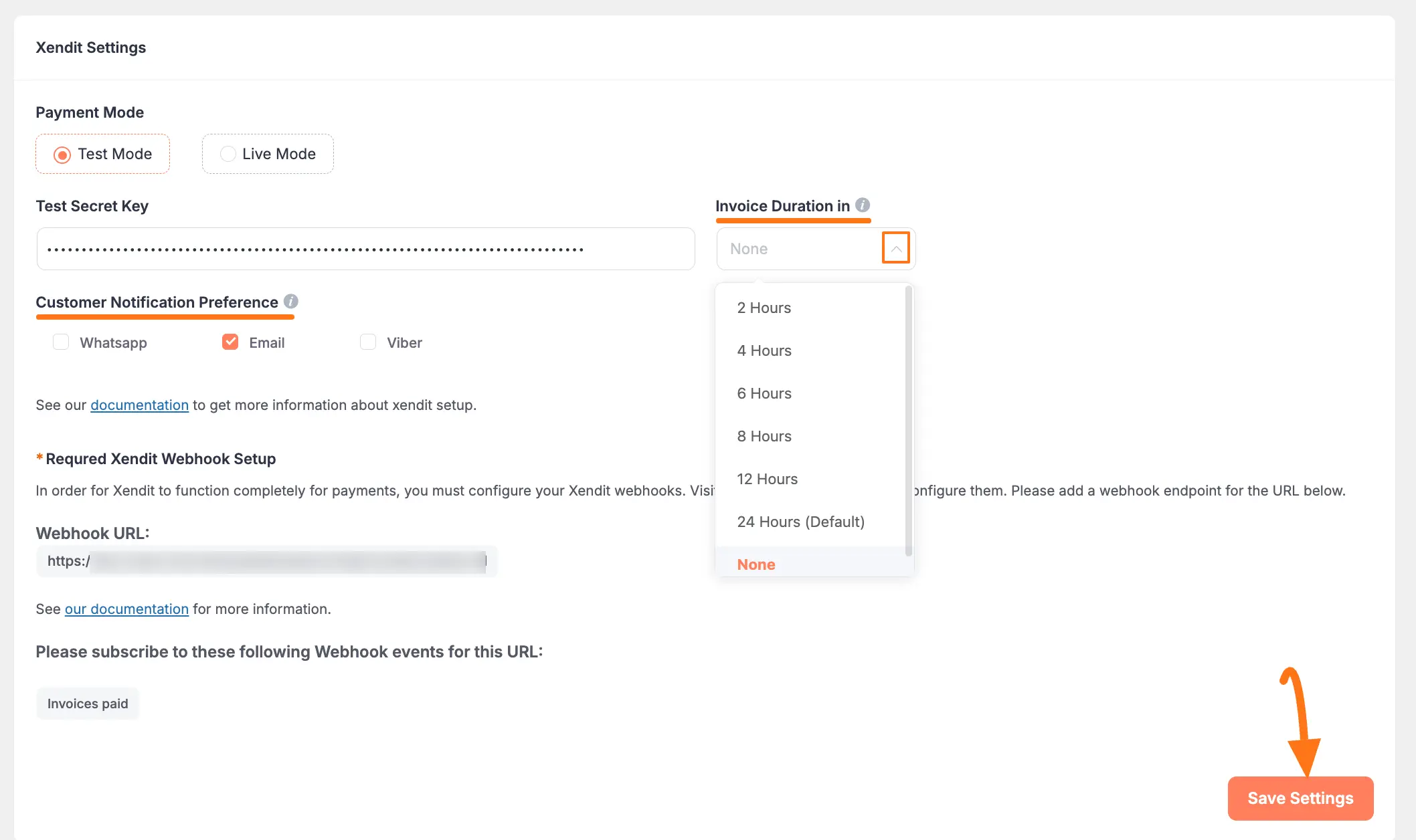 Invoice and Notification Settings